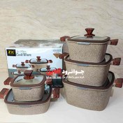 تصویر سرویس قابلمه گرانیتی زیو مدل Z7170 ظرفیت ۱۰ پارچه مربعی 