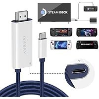 تصویر داک کابل شارژ 6.6 فوتی USB C به HDMI 100W IVANKY برای Steam Deck OLED/ASUS ROG Ally X/MSI Claw، کانکتور آداپتور تلویزیون قابل حمل با کابل نایلون بافته 4K@60Hz برای افزایش صفحه نمایش تلویزیون، سفید فانتوم IVANKY 2-in-1 USB C to HDMI 100W 6.6ft Charging Cable Dock for Steam Deck OLED/ASUS ROG Ally X/MSI Claw, 4K@60Hz Nylon Braided Cable Portable TV Adapter Connector for TV Screen Extend, Phantom White