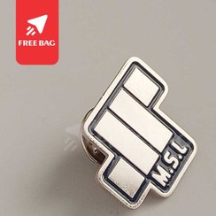 تصویر بج سینه مات و براق نفره ای شرکت ام اس ال 