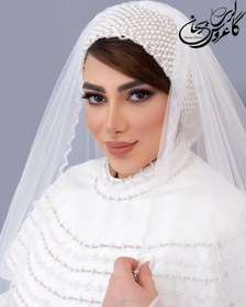 تصویر توربان عروس مروارید و سنگ 