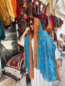 تصویر شال هندی طیفی گل نارنجی 
