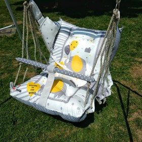 تصویر تاب گهواره ای دورو مخمل فیل طوسی 