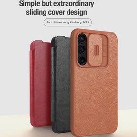 تصویر کیف چرمی محافظ دوربین دار Samsung Galaxy A35 مارک نیلکین مدل Qin Pro Leather Samsung Galaxy A35 Nillkin Qin Pro Leather Case