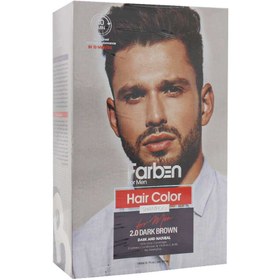 تصویر شامپو رنگ فاربن گیاهی اقایان 2.0 قهوه ای کاملا طبیعی Farben Dark Brown Hair Color Shampoo 