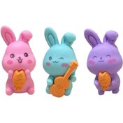 تصویر پاکن سرمدادی خرگوش ابعاد 2x4 سانتیمتر پاک کن سر مدادی فانتزی دخترانه پسرانه پاککن حیوانات کیوت خرگوشی گیتار هویج یک عدد 