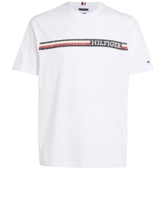 تصویر تی‌شرت آستین کوتاه راه‌راه مردانه - 100% پنبه، سفید برند Tommy Hilfiger Men's Chest Stripe Short Sleeve T-Shirt - Cotton, White