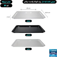 تصویر سینی مستطیل تخت پلاستیکی یکبارمصرف درنیکا کد R1 - برند کوشا پلاست 