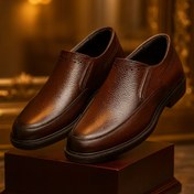 تصویر کفش طبی مردانه چرم طبیعی کد TB062BR رنگ قهوه ای 