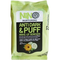 تصویر دستمال مرطوب پاک کننده آرایش پوست نینو 27 عددی - Anti Dark and Puff Nino Make-Up Remover