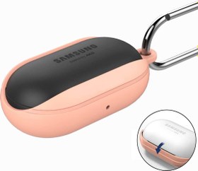 تصویر Bear Case Silicone for Galaxy Buds Wireless 2019 ، نرم و انعطاف پذیر ، خاموش / مقاومت در برابر خراش سیلیکون مخصوص گلکسی های جوانه سامسونگ ، با Carabiner و Keychain (صورتی) 
