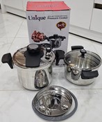 تصویر زودپز دو قلو یونیک کیفیت عالی کف حک شده ۵و۷ لیتر ایمنی بالا فروش ویژه 