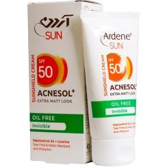 تصویر کرم ضد آفتاب بی رنگ آردن SPF 50 مدل ACNESOL مناسب انواع پوست حجم 50 میلی لیتر 