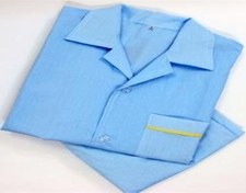 تصویر لباس بیمار مردانه آبی (پیراهن یقه گرد شلوار) فری سایز بسته ها 100 عددی قیمت هر عدد 110 هزار تومان 