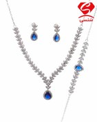 تصویر سرویس نقره یاقوت کبود مدل اشک 