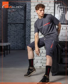 تصویر ست تیشرت و شلوارک مردانه پنبه - XL 