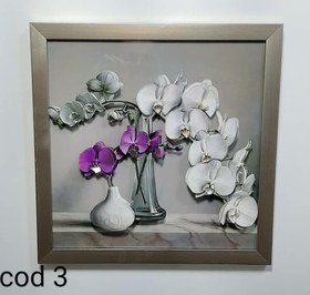 تصویر تابلو برجسته گل و گلدان کد3 