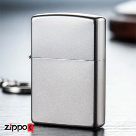 تصویر فندک زیپو مدل Zippo Reg Satin Chrome کد 205 Zippo Reg Satin Chrome 205 Lighter