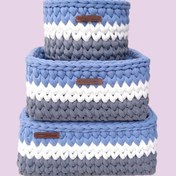 تصویر سبد قلاب بافی تریکو سیسمونی نوزادی کد ۲۳۵۴ مجموعه ۳ عددی 