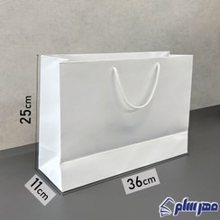 تصویر ساک دستی گلاسه سفید افقی 25*36*11 