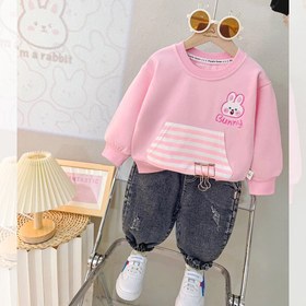 تصویر ست بلوز شلوار وارداتی جیب دار فیل ، خرگوش و خرس کد 490 Bunny blouse and pants , rabbit and bear set