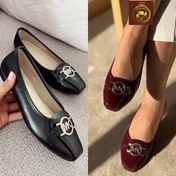 تصویر کفش کالج زنانه ورنی مدل MK با رویه چرم 