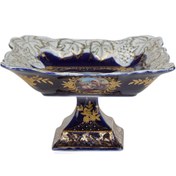 تصویر شیرینی خوری چینی پایه دار مدل ترنج سرمه ای 