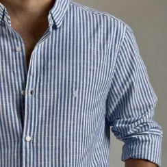 تصویر پیراهن آستین بلند راه راه - نوک مدادی / 