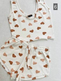 تصویر ست کراپ شورتک کبریتی زارا (ZARA)بنگلادش یقه دلبری زنانه و دخترانه/کد ۵۴۵ 545