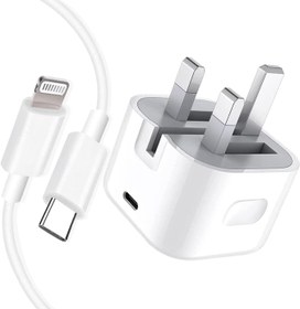 تصویر آداپتور سه شاخه اپل 20 وات USB-C 