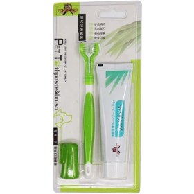 تصویر ست مسواک 360 درجه و خمیر دندان سگ برند هیستوتری Pack of 3 Dog Toothbrush histotree