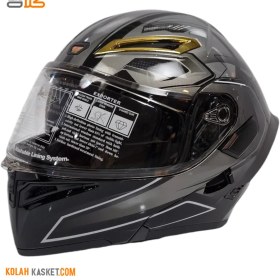 تصویر کلاه کاسکت فک متحرک کایک مدل G-line طوسی براق 