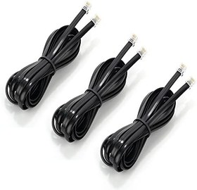 تصویر Seefeful (3 Pack) RJ12 Cable Phone Cord RJ12 6P6C Male to Male Straight Wired for Both Data and Voice Use Black - 10 Feet 