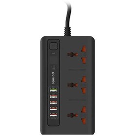 تصویر چند راهی برق پورودو مدل PD-5P3SQCEU Porodo Power Socket & USB Hub Model PD-5P3SQCEU