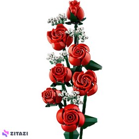 تصویر لگو سری آیکون مدل گل رز قرمز ۱۰۳۲۸ - LEGO Icons Rose Bouquet 10328 - Decorative, Collectible and Displayable Creative Flower Model ۸۲۲ قطعه