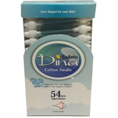 تصویر گوش پاک کن ایمن کودک دینا ۵۴ عددی Dina Cotton Safety Swabs 54pcs