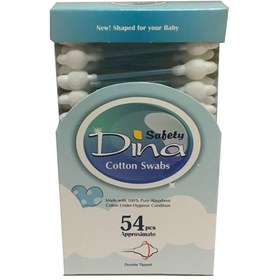 تصویر گوش پاک کن ایمن کودک دینا ۵۴ عددی Dina Cotton Safety Swabs 54pcs