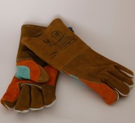 تصویر دستکش هوبارت جوشکاری آلمانی تمام چرم سیم دوز مقاوم در برابر حرارت وآتش کاری درجه یک 