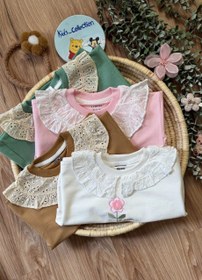 تصویر بلوز تک دخترانه گلدوزی گیپور 