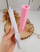 تصویر قالب شمع قلمی گلدار در دو مدل رز و گل ریز 