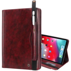تصویر Crazy Horse Texture Horizontal Flip Leather Case for iPad Pro 12.9 (2018), with Card Slots & Pen Slot & Holder & Wallet(Wine Red) 