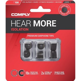 تصویر Comply Foam Premium Earphone Tips – Isolation T-100 Black 3 Pair S/M/L 