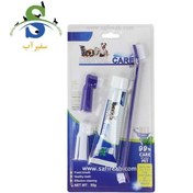 تصویر ست مسواک و خمیر دندان سگ و گربه Green meadow Dental care set