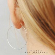 تصویر گوشواره نقره حلقه ای بزرگ ساده 