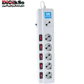 تصویر چندخانه فیوزدار 5+1 با کابل 1.8 متری پارت الکتریک Five+one-way outlet with fuse and 1.8 meter cable Part electric