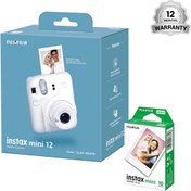 تصویر دوربین چاپ سریع فوجی سفید با فیلم ۱۰ تایی FUJIFILM INSTAX MINI 12 Clay White film 10 pcs 