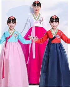 تصویر لباس هانbok سنتی کره‌ای با آستین بلند برای نقش‌آفرینی برند gudoo Gril KoreanTraditional Long Sleeve Hanbok Dress Cosplay Costume