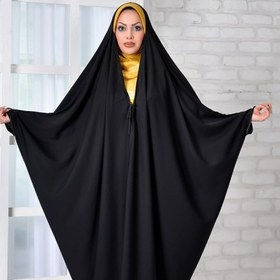 تصویر چادر مدل عبا یا جده یا عربی اصیل جنس ندا ابریشم کره ای بسیار سبک و مشکی 