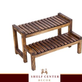 تصویر استند جا گلدانی مدل دوپله - مشکی 