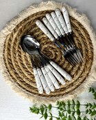 تصویر ست قاشق و چنگال دسته ماربل ۱۴۶ - مشکی 