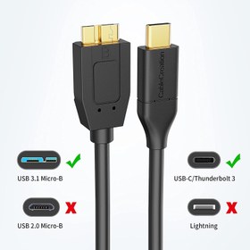 تصویر میکرو کابل USB 3.1، کابل اتصال کوتاه/ برای USB 3.1 Type C/ Apple Macbook (Pro)، سازگار با هارد اکسترنال - ارسال 20 روز کاری ا USB C to USB 3.1 GEN2 Micro-B (10G), CableCreation 1ft Micro USB 3.1 Type C Cable for Apple Macbook (Pro), Chromebook Pixel, HDD External Hard Driver & More, 0.3M /Black 4FT Black USB C to USB 3.1 GEN2 Micro-B (10G), CableCreation 1ft Micro USB 3.1 Type C Cable for Apple Macbook (Pro), Chromebook Pixel, HDD External Hard Driver & More, 0.3M /Black 4FT Black